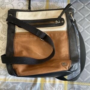 The Sak Adjustable Strap Pebbled Leather Colorblock Leather  Crossbody Bags